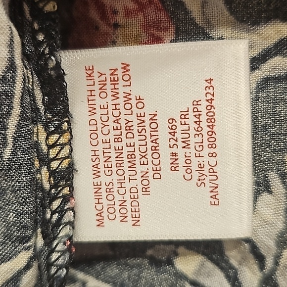 Faded Glory floral peasant boho top with bell sleeves size large - Picture 10 of 14